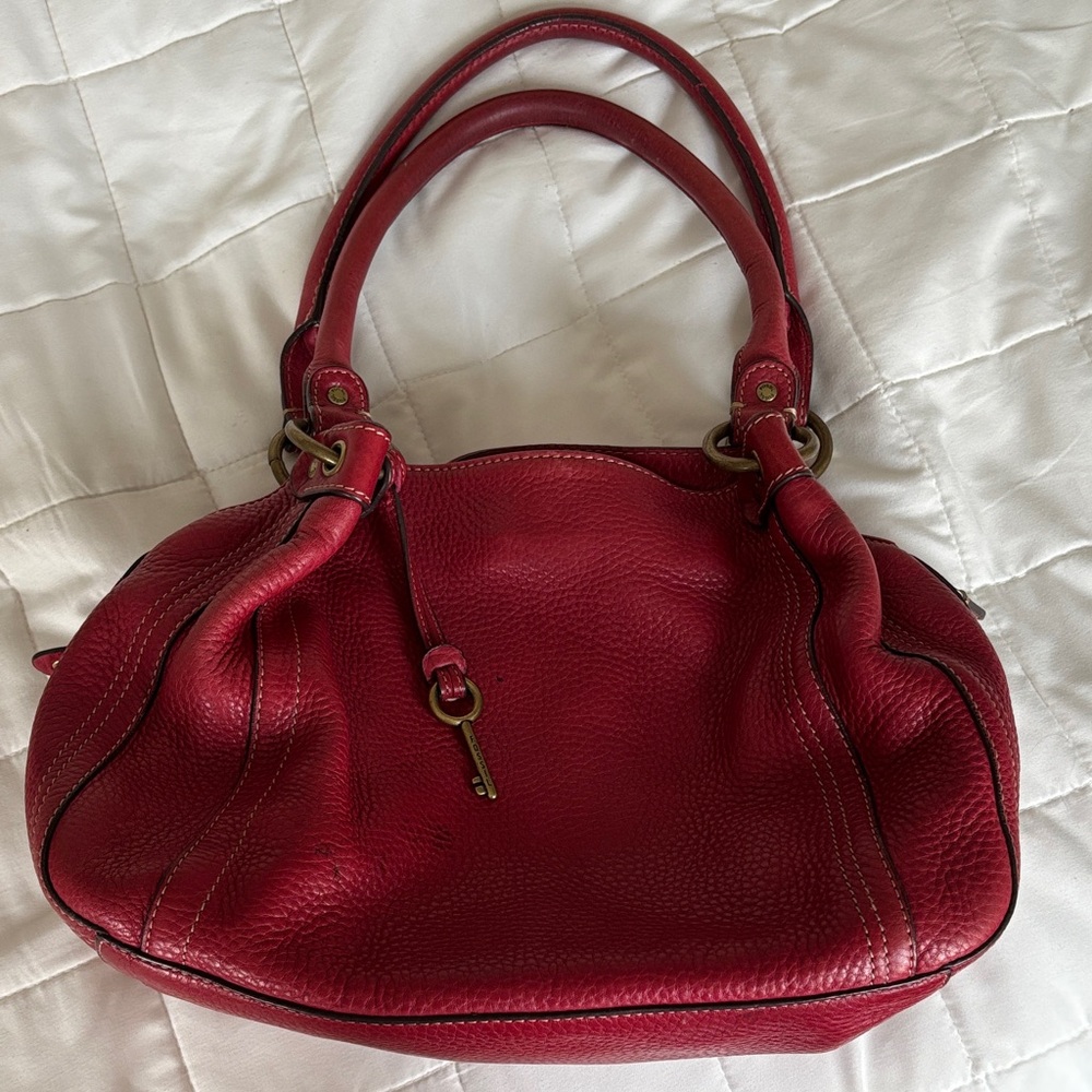 Fossil Red Leather Shoulder Bag